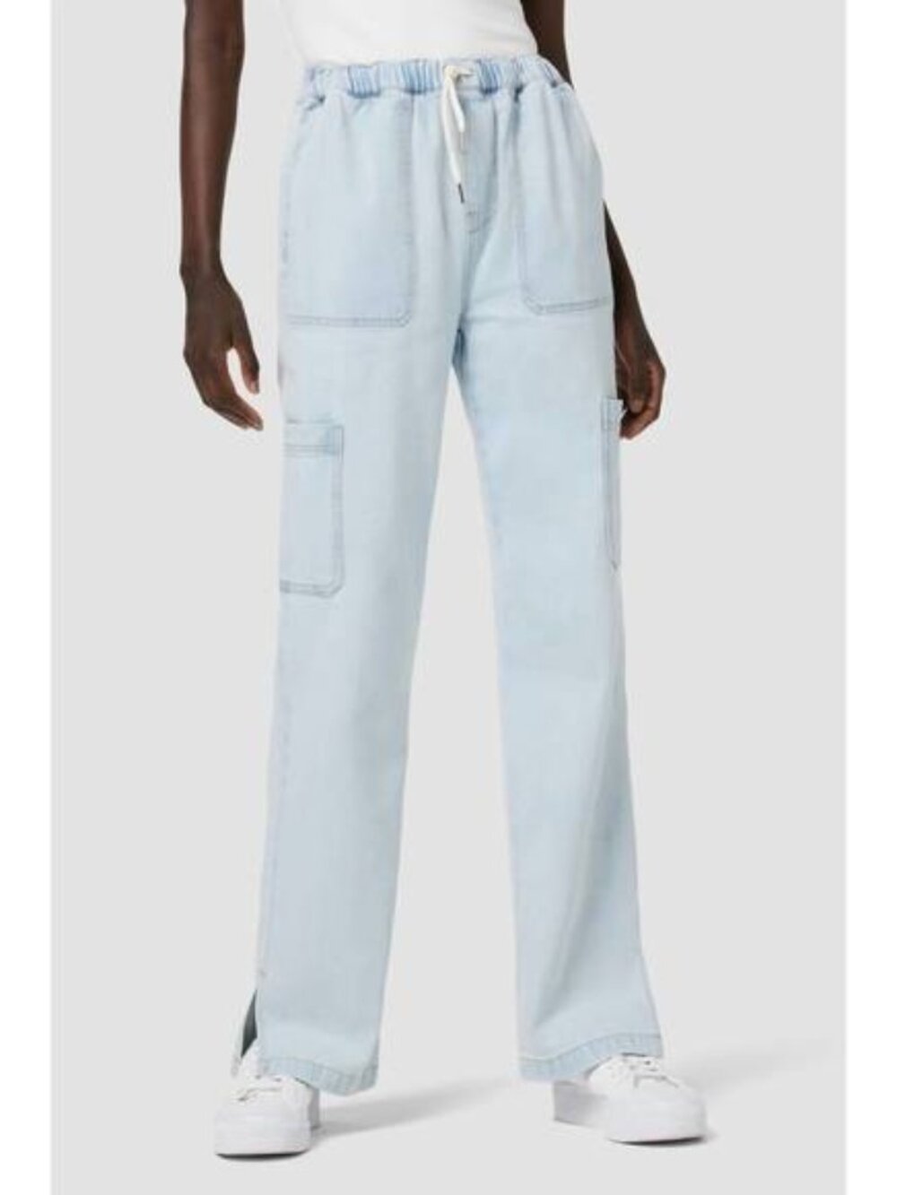 NWOT Hudson Drawstring Cargo Jeans Pull On Split Hem Bootcut Worthwhile Wash 23